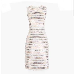 JCrew Multi Color Sheath Dress In White Tweed, size 2